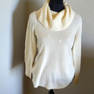 Talbots Cowlneck Ivory Pullover Cashmere Sweater sz S